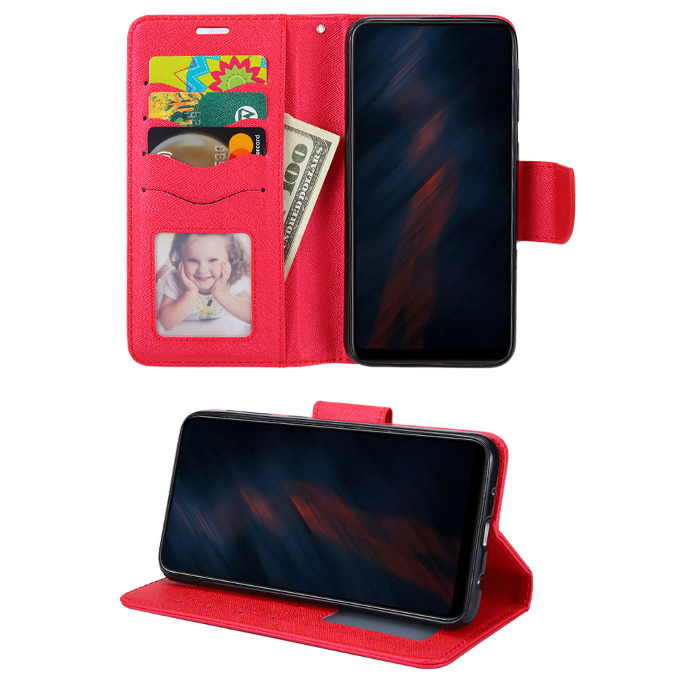 Flip PU Leather Simple Wallet Case for LG K51 (Red)